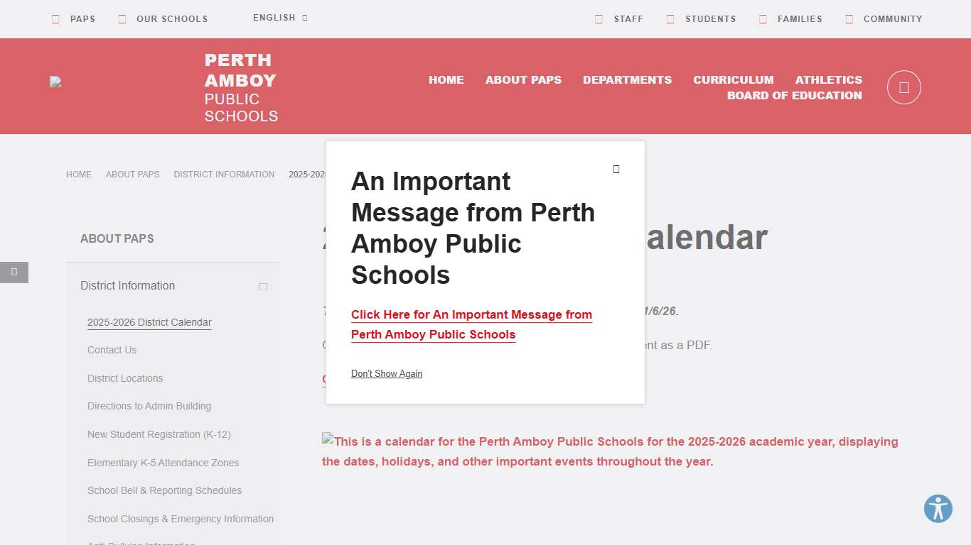 2025-2026 District Calendar