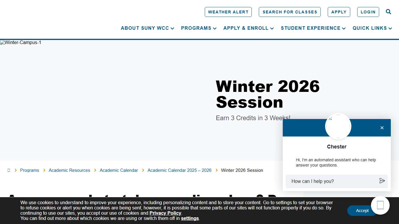 Winter 2026 Session - SUNY Westchester Community College